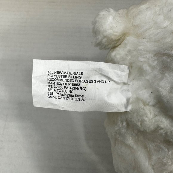 Beta Toys White Teddy Bear Plush 8 Inches Tall Stuffed Animal Pink Ribbon New - Picture 9 of 12